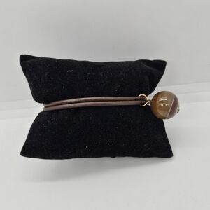 Athens Protasis brown cord bracelet with round banded brown bead